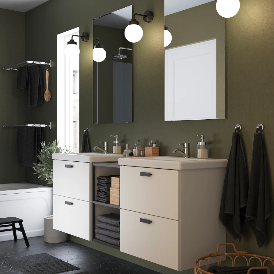 Комбинация для ванной - IKEA ENHET, 164х43х65 см, белый/антрацит, ЭНХЕТ ИКЕА (изображение №2)
