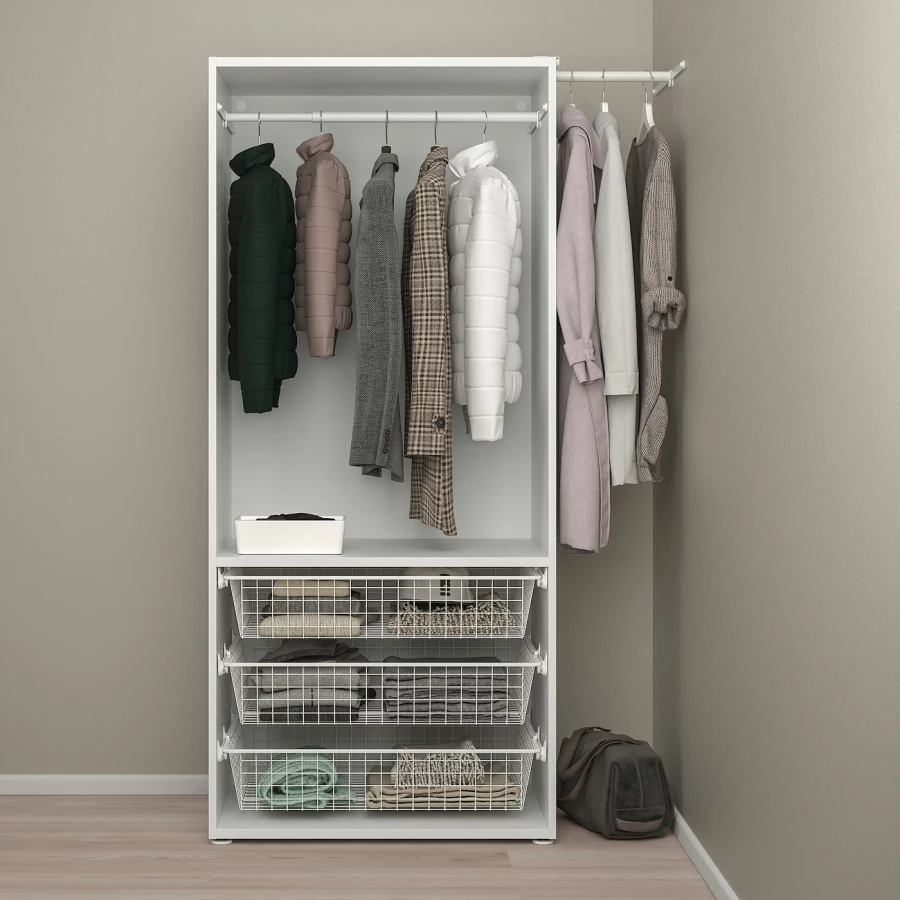 Платяной шкаф - IKEA PLATSA/FONNES  / ПЛАТСА/ФОННЕС ИКЕА, 127x57x181 см, белый (изображение №3)