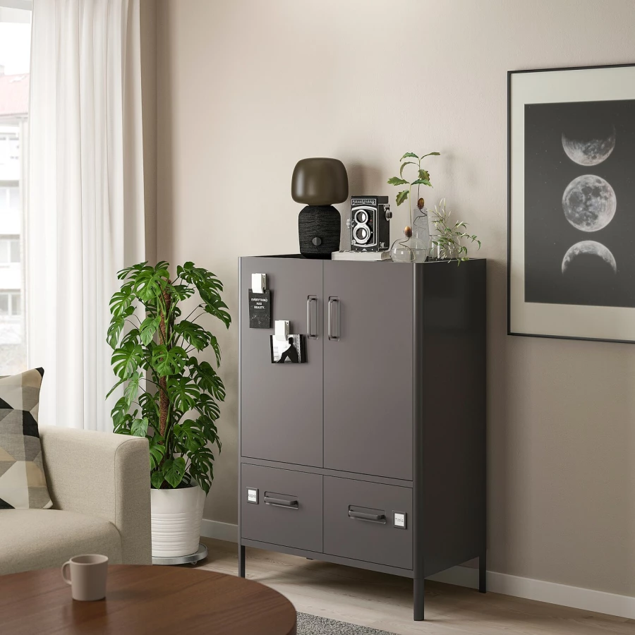 Офисный шкаф - IKEA IDÅSEN/IDASEN, темно-серый, 80x47x119 см, ИДОСЕН ИКЕА (изображение №3)
