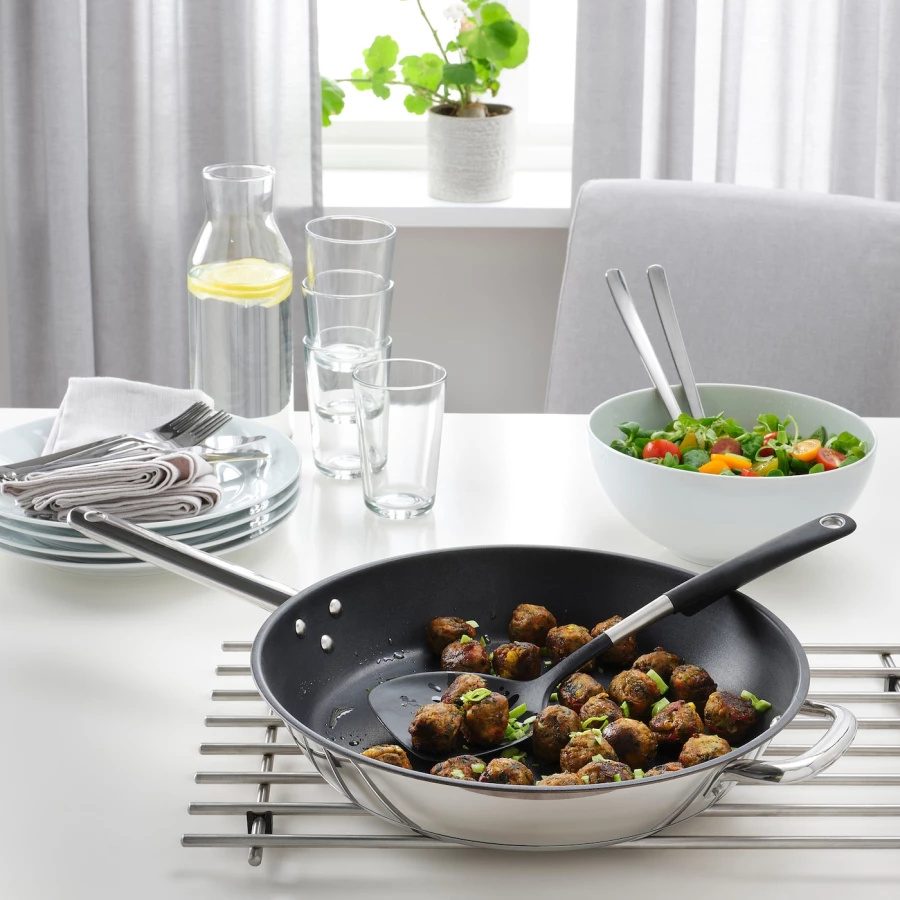 Сковорода - IKEA 365+, 32см, черный/серебристый, 365+ ИКЕА (изображение №4)