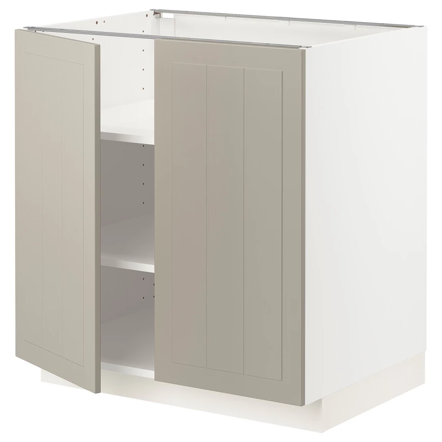Напольный шкаф - IKEA METOD, 88x62x80см, белый/темно-бежевый, МЕТОД ИКЕА (изображение №1)