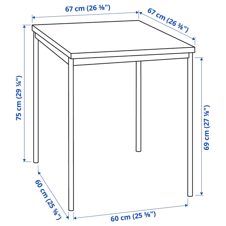 Стол обеденный - IKEA SANDSBERG, 67х67х73 см, черный, САНДСБЕРГ ИКЕА (изображение №6)
