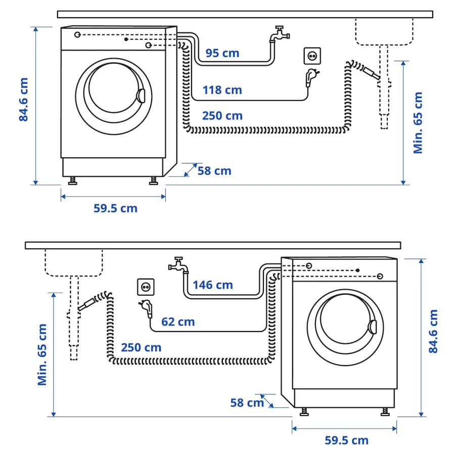 Встраиваемая стиральная машина/сушилка - UDDARP IKEA/ УДДАРП ИКЕА,  85х60 см, белый (изображение №6)