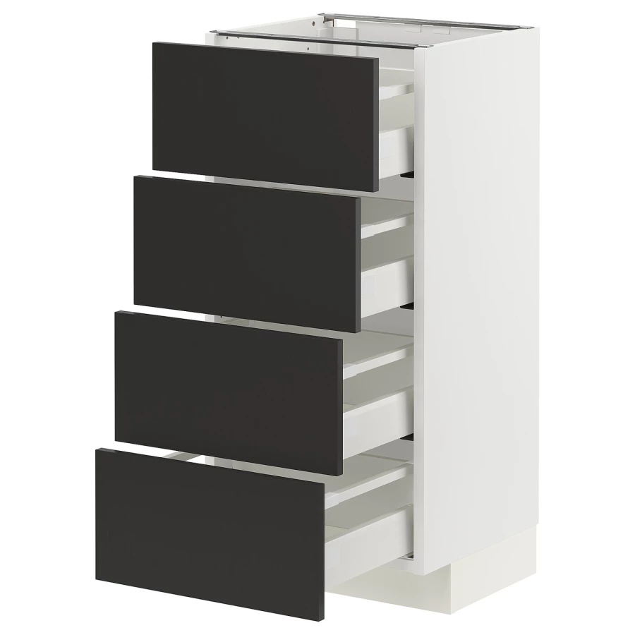 Напольный шкаф  - IKEA METOD MAXIMERA, 88x39,2x40см, белый/черный, МЕТОД МАКСИМЕРА ИКЕА (изображение №1)