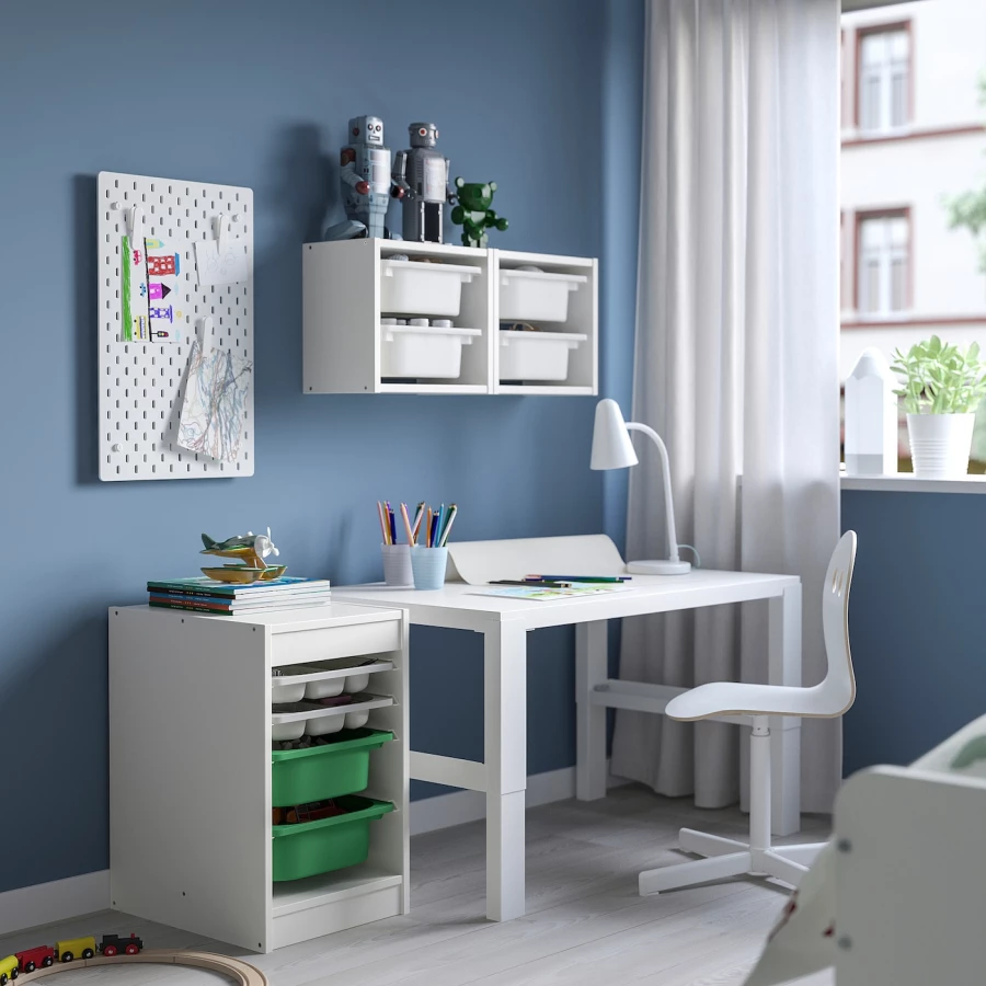 Стеллаж - IKEA TROFAST, 34х44х56 см, белый/зеленый/бело-серый, ТРУФАСТ ИКЕА (изображение №3)