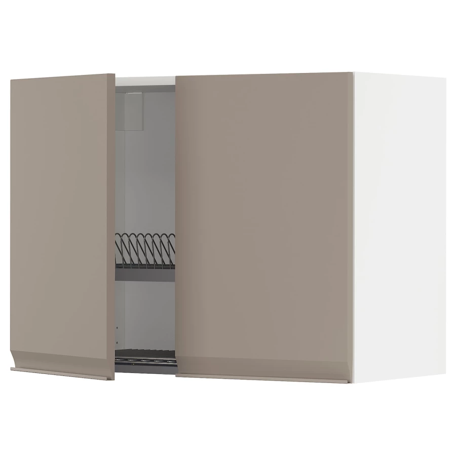 Навесной шкаф с сушилкой - METOD IKEA/ МЕТОД ИКЕА, 60х80 см, белый/светло-коричневый (изображение №1)