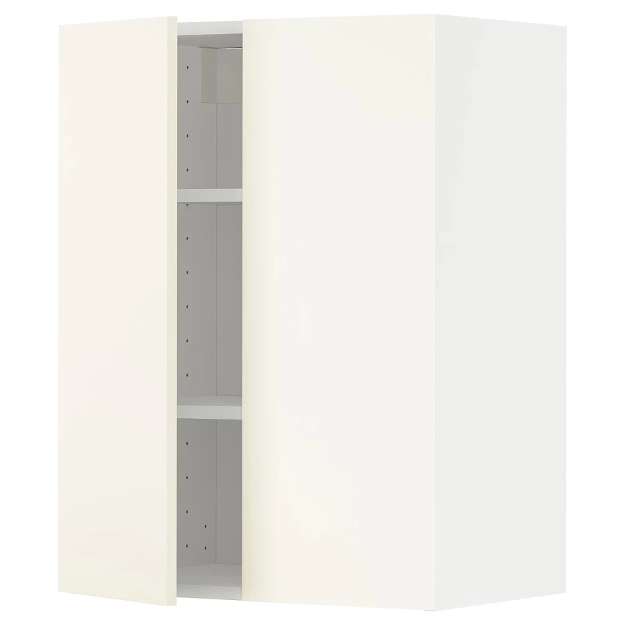 Навесной шкаф с полкой - METOD IKEA/ МЕТОД ИКЕА, 80х60 см, кремовый/белый (изображение №1)