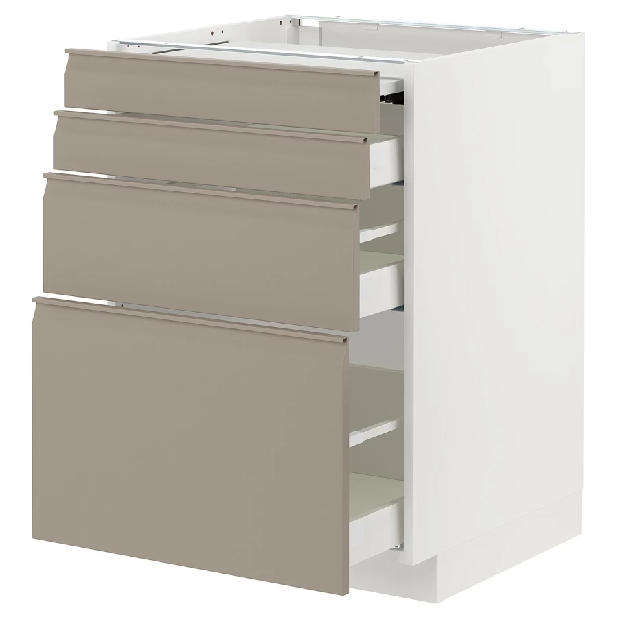 Напольный шкаф - IKEA METOD MAXIMERA, 88x62x60см,  белый/темно-бежевый, МЕТОД МАКСИМЕРА ИКЕА (изображение №1)