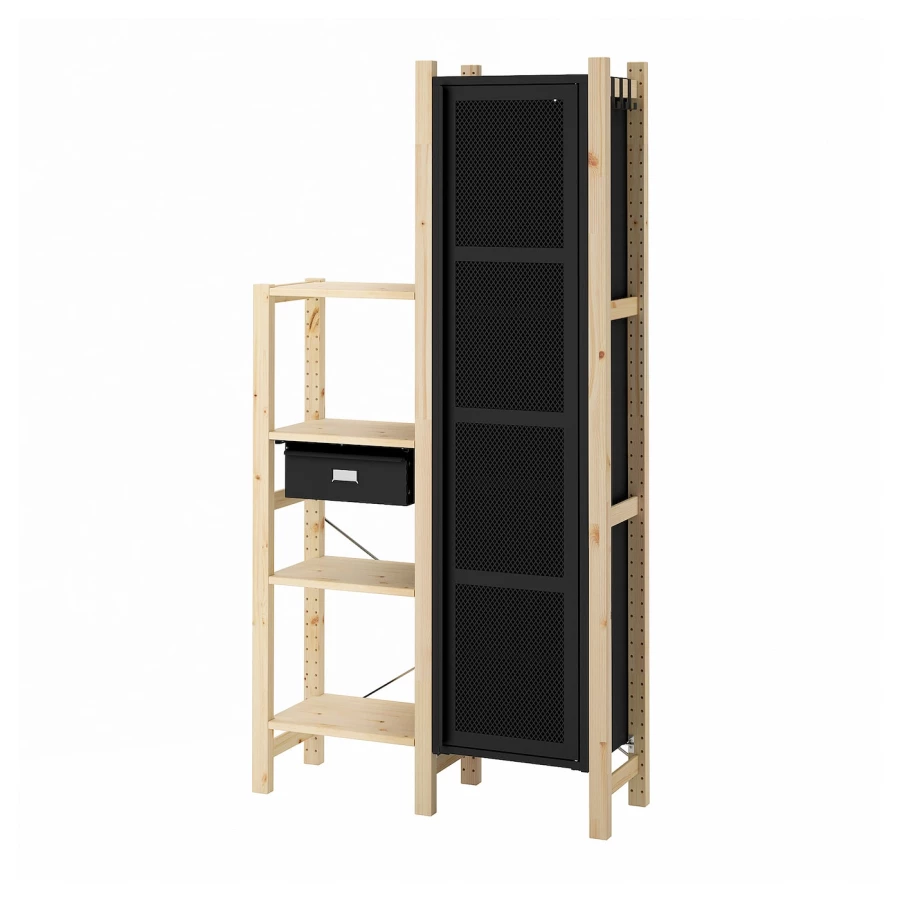Комбинация для хранения - IKEA IVAR/ИВАР ИКЕА, 92х30х179 см, сосна/черный (изображение №1)