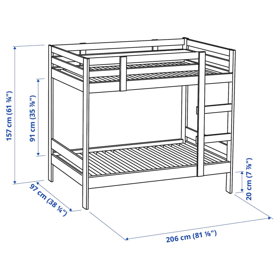Кровать двухъярусная - IKEA MYDAL/ МИДАЛ ИКЕА, 90x200 см, коричневый (изображение №8)