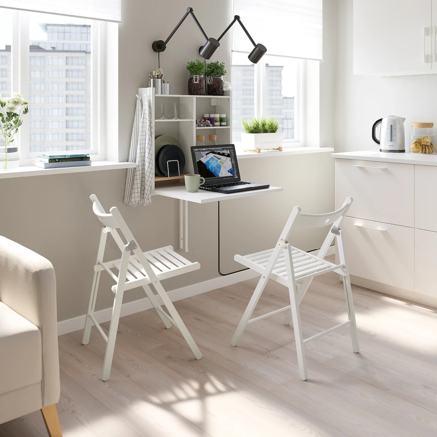 Стол подвесной откидной - IKEA NORBERG, 60х64х75 см, белый, НОРБЕРГ ИКЕА (изображение №7)