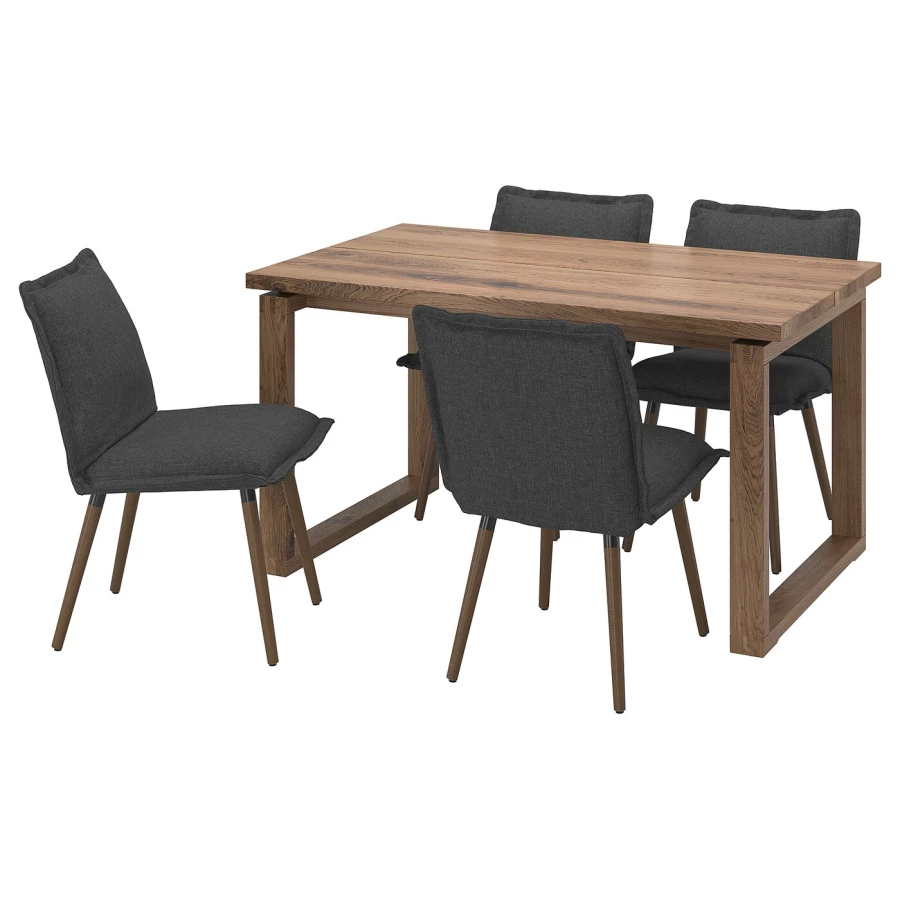 Стол и 4 стула - MÖRBYLÅNGA / KLINTEN/ MОRBYLАNGA IKEA/  МЁРБИЛОНГА / КЛИНТЕН ИКЕА,  10х85 см,  коричневый/ темно-серый (изображение №1)