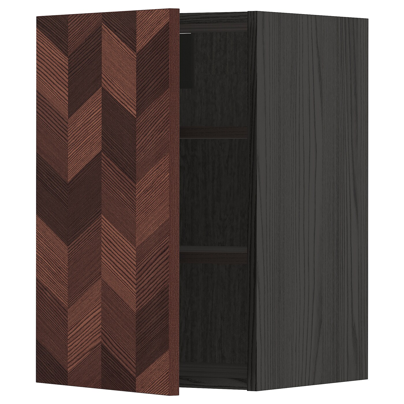 Навесной шкаф с полкой - METOD IKEA/ МЕТОД ИКЕА, 60х40 см, черный/коричневый
