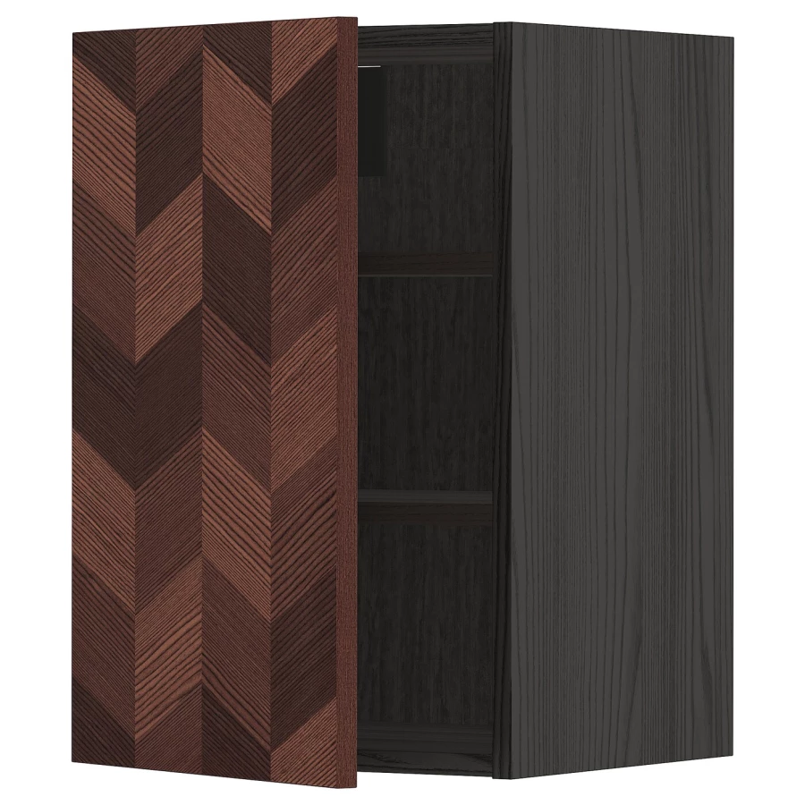 Навесной шкаф с полкой - METOD IKEA/ МЕТОД ИКЕА, 60х40 см, черный/коричневый (изображение №1)