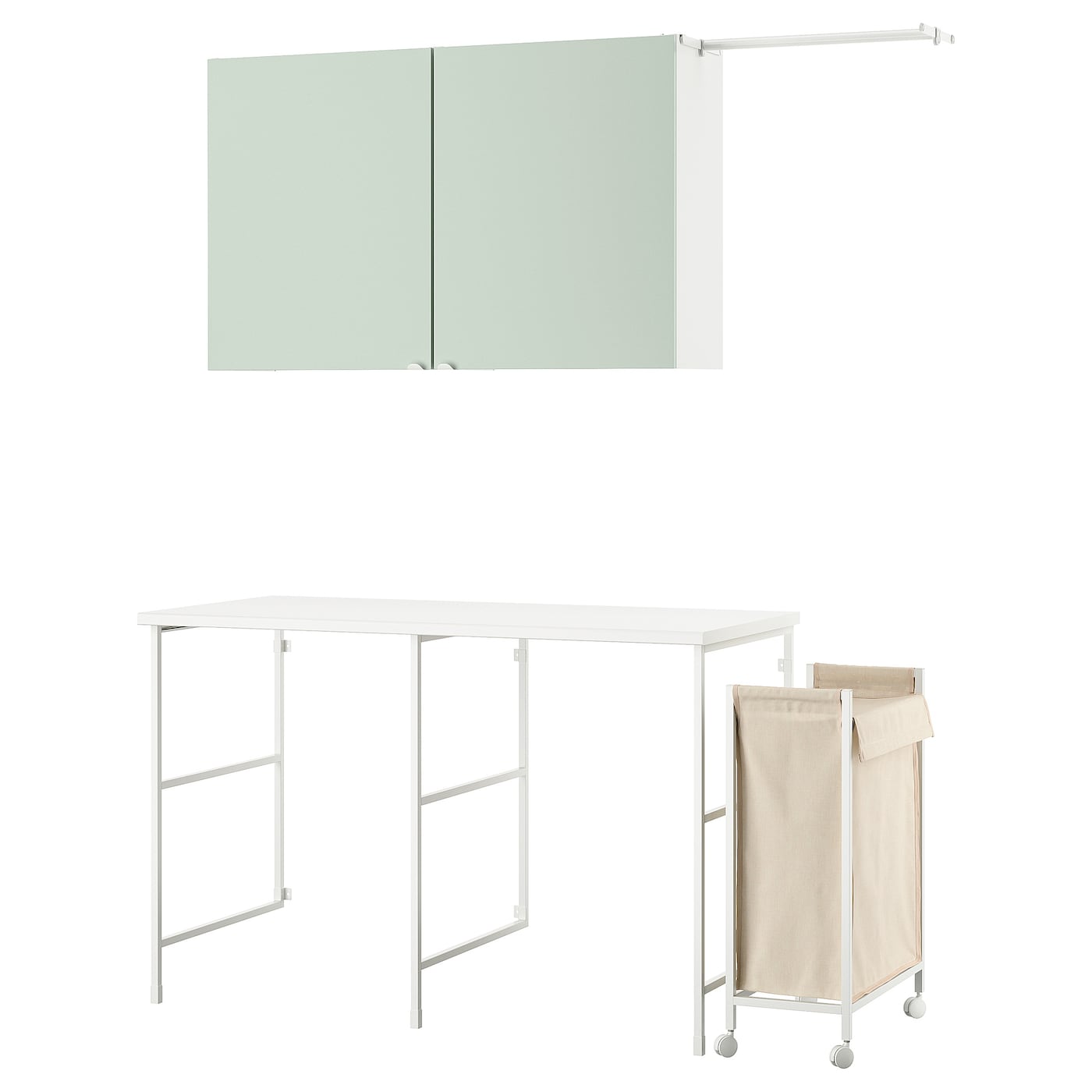 Книжный шкаф - IKEA ENHET/ЭНХЕТ ИКЕА, 139х63,5 см, белый/зеленый