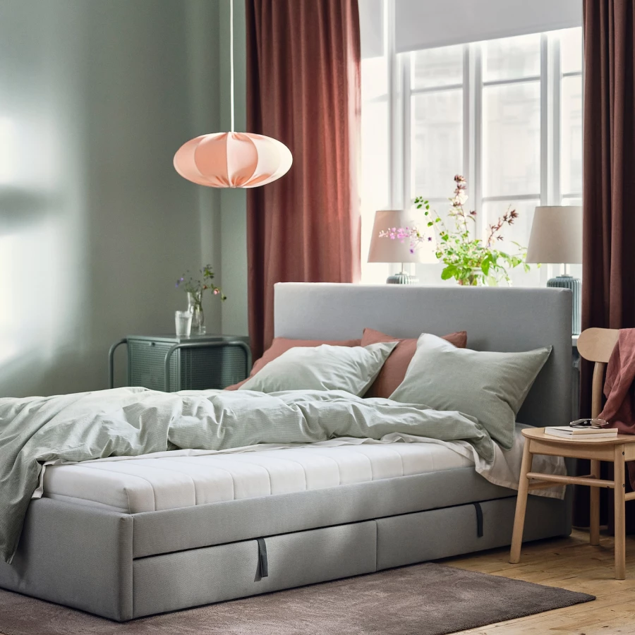 Матрас для односпальной кровати - AFJALL  IKEA/ АФЬЕЛЛЬ ИКЕА, 90x200 см, белый (изображение №2)