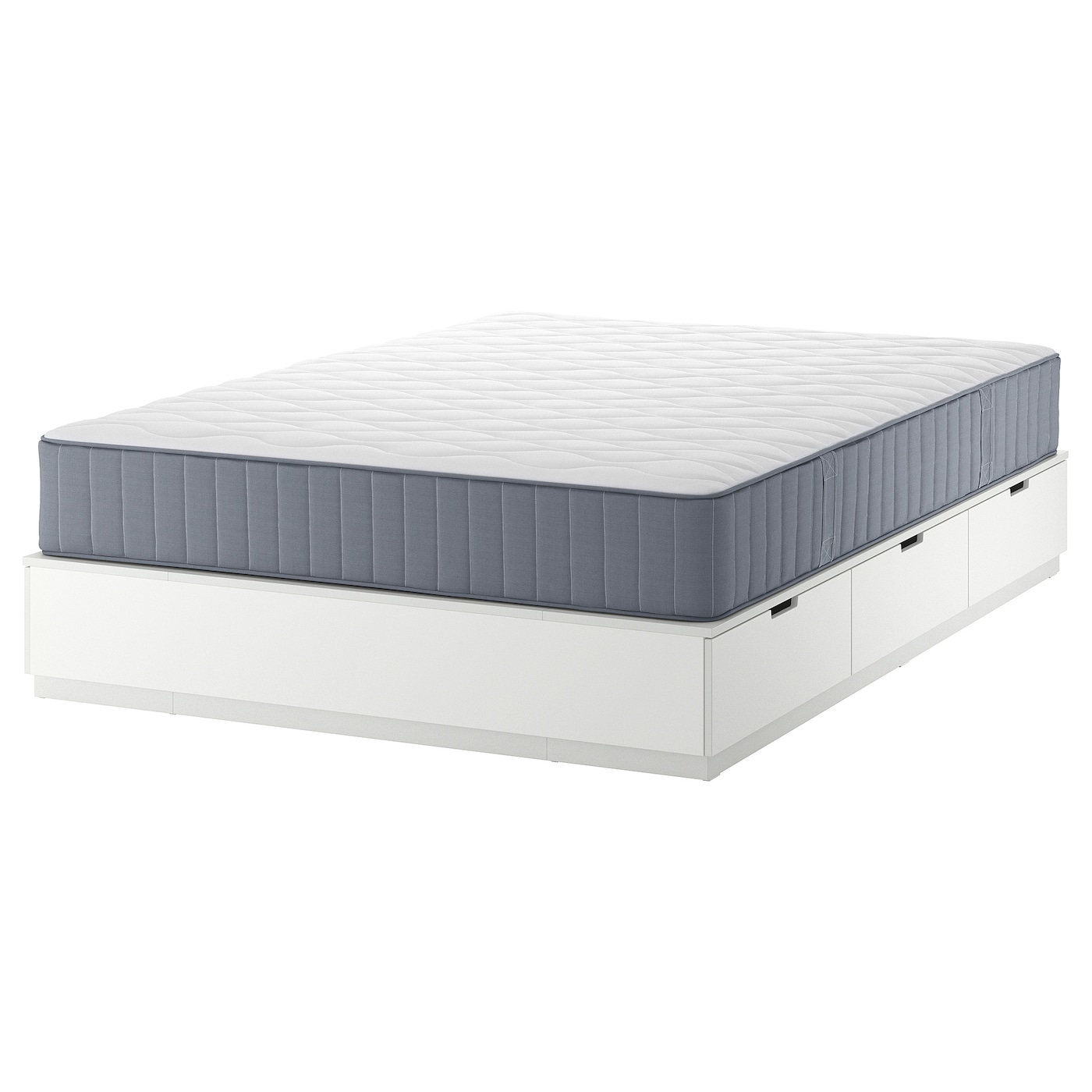 Каркас кровати с контейнером и матрасом - IKEA NORDLI, 200х160 см, матрас средне-жесткий, белый, НОРДЛИ ИКЕА