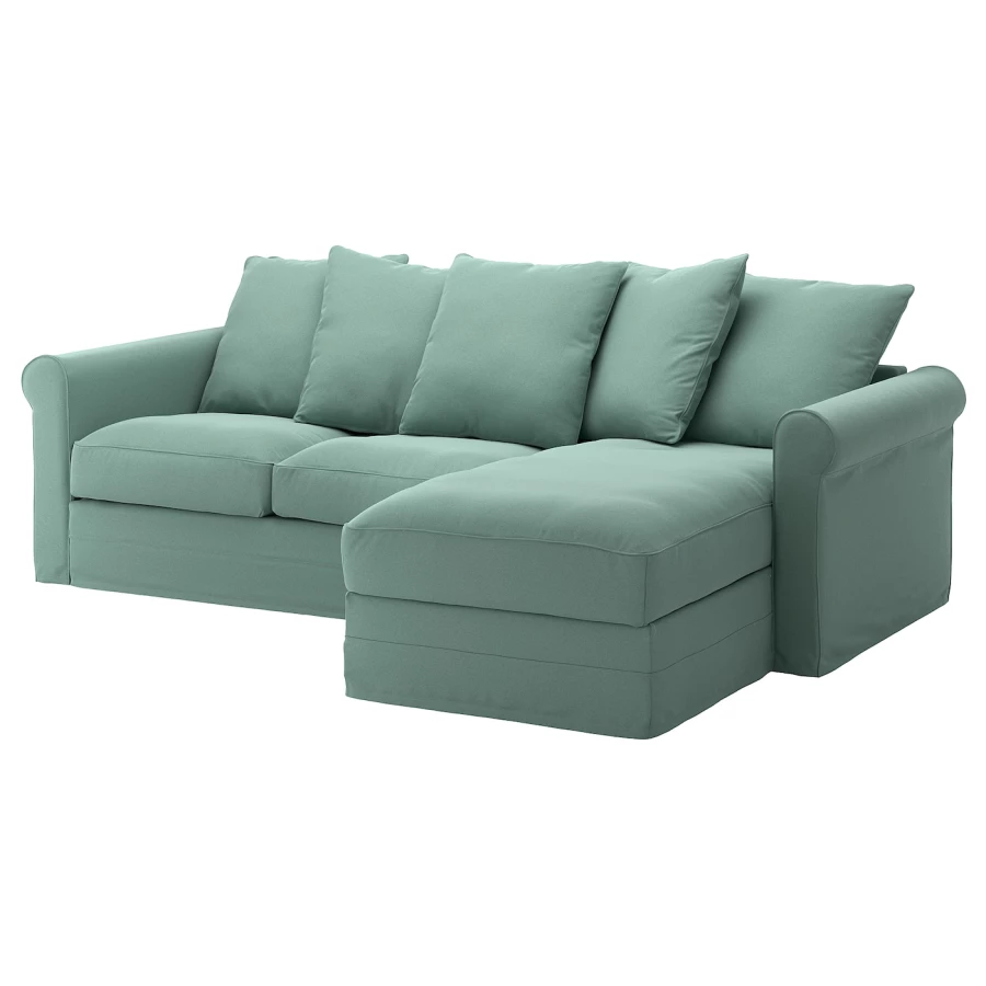 2-местный диван и шезлонг - IKEA GRÖNLID/GRONLID, 98x258см, бирюзовый, ГРЕНЛИД ИКЕА (изображение №1)