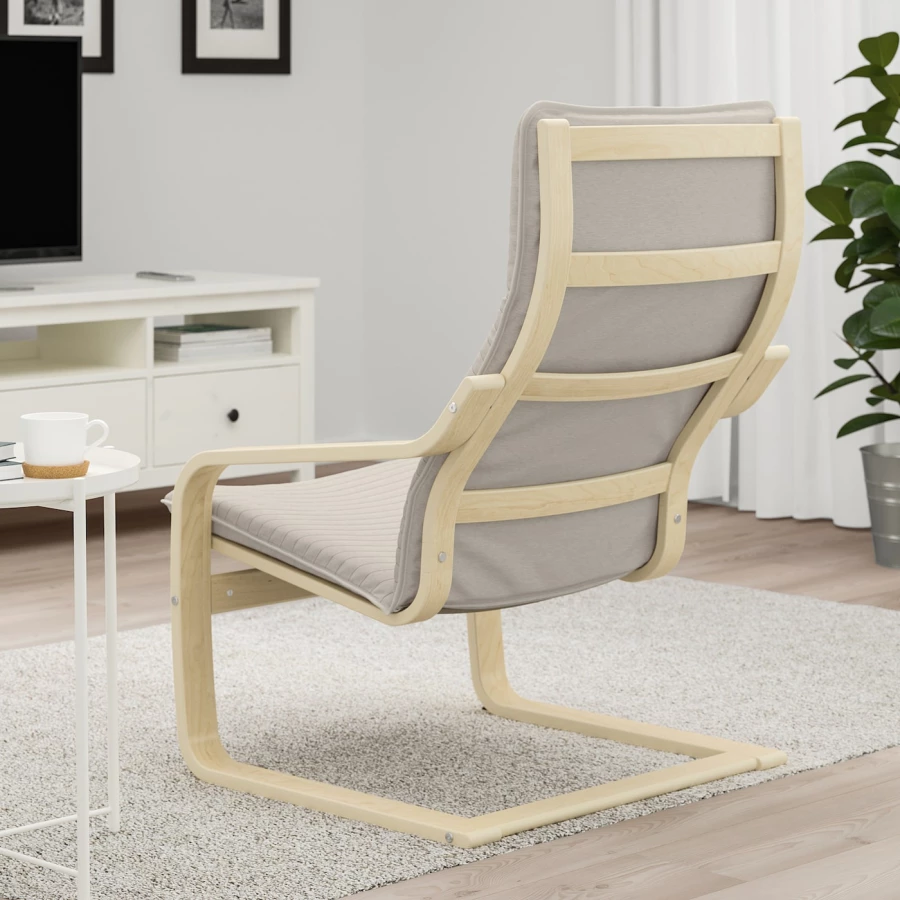 Кресло-качалка - IKEA POÄNG/POANG/ПОЭНГ ИКЕА, 68х82х100 см, серый (изображение №3)