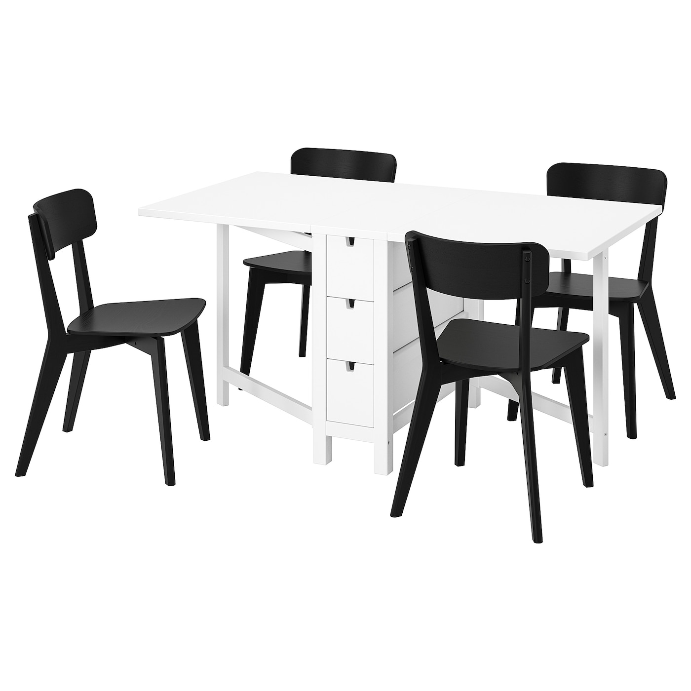 Стол и 4 стула - NORDEN / LISABO  IKEA/ НОРДЕН/ЛИСАБО ИКЕА, 89х80х74 см, белый/черный
