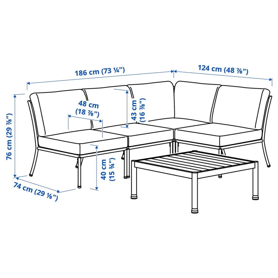 Садовый разговорный набор - SEGERÖN /SEGERОN IKEA/СЕГЕРЕН ИКЕА, 186х76 см, белый (изображение №8)
