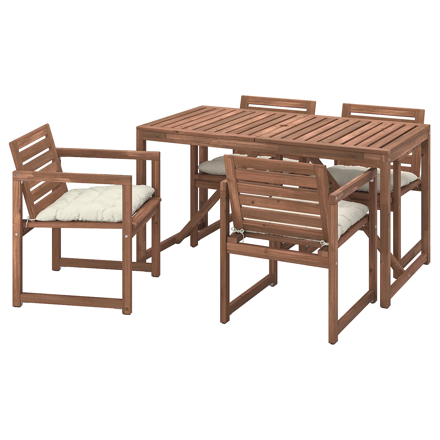 Стол +4 стульев с подлокотниками - NÄMMARÖ IKEA/НАММАРО ИКЕА, 149х79х9 см, коричневый