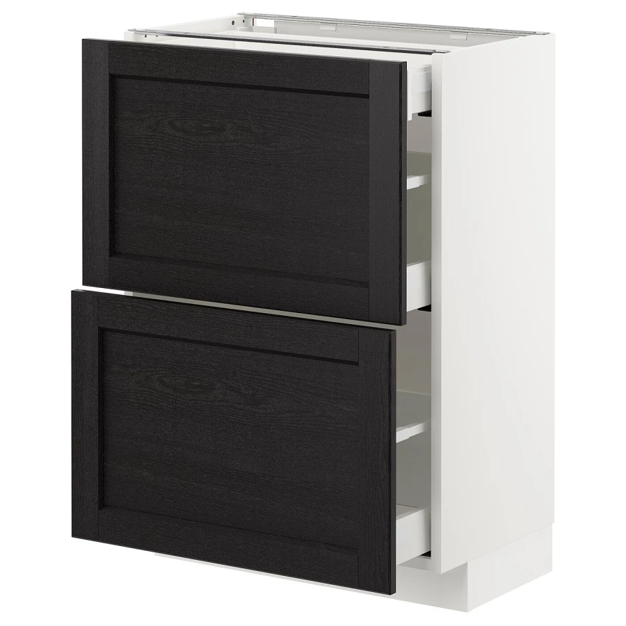 Напольный кухонный шкаф  - IKEA METOD MAXIMERA, 88x39,5x60см, черный/белый, МЕТОД МАКСИМЕРА ИКЕА (изображение №1)
