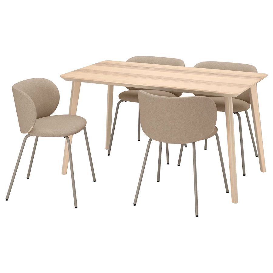 Стол и 4 стула - LISABO / KRYLBO IKEA/ ЛИСАБО/КРЫЛЬБО ИКЕА, 140х78х74 см, бежевый (изображение №1)
