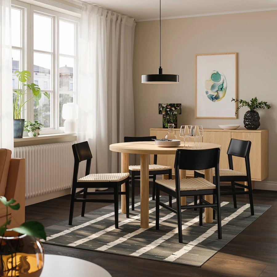 Стол и 4 стула ИКЕА STOCKHOLM 2025 / SKANSNÄS/СТОКГОЛЬМ 2025/СКАНСНЭСЕТ ИКЕА, 115 см, светло-коричневый/темно-коричневый (изображение №2)