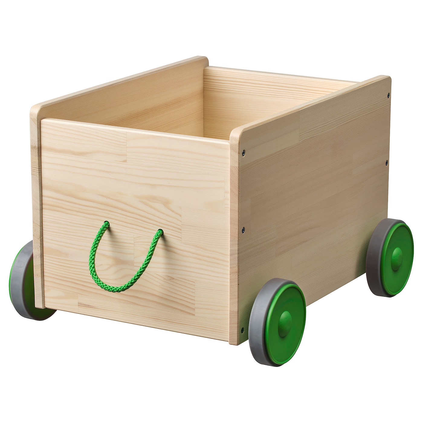 Хранение игрушек на колесах - IKEA FLISAT/ФЛИСАТ ИКЕА, 44х39х31 см, зеленый/под беленый дуб