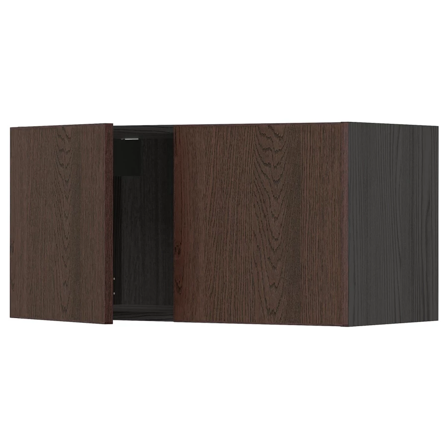 Шкаф навесной/2 дверцы - METOD  IKEA/  МЕТОД ИКЕА, 40х80 см, черный/коричневый (изображение №1)