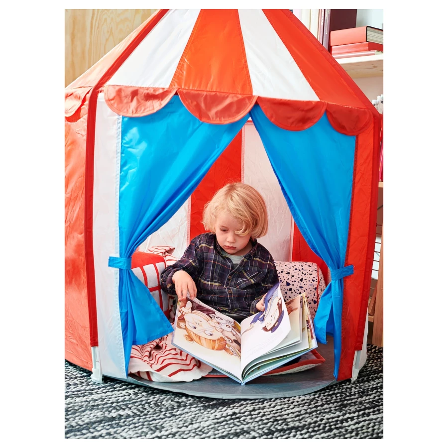 Детская палатка - IKEA CIRKUSTALT/CIRKUSTÄLT, 100х120 см, красный/белый/синий ЦИРКУСТЭЛЬТ ИКЕА (изображение №4)