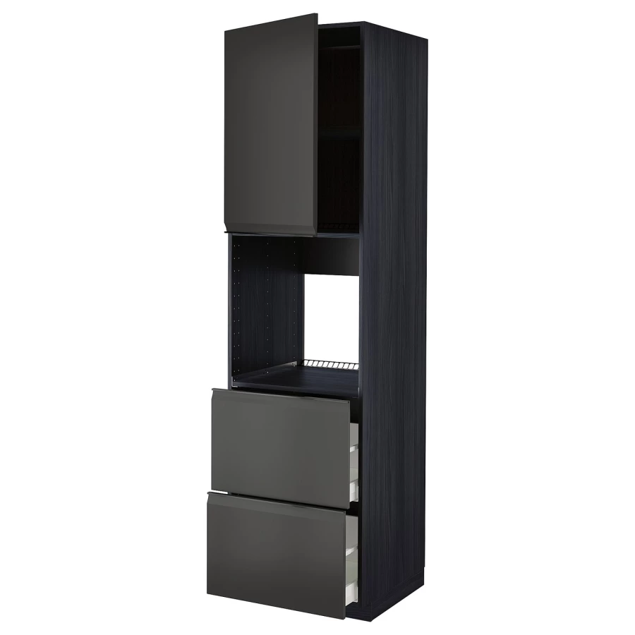Высокий шкаф - IKEA METOD/MAXIMERA/МЕТОД/МАКСИМЕРА ИКЕА, 220х60х60 см, черный (изображение №1)