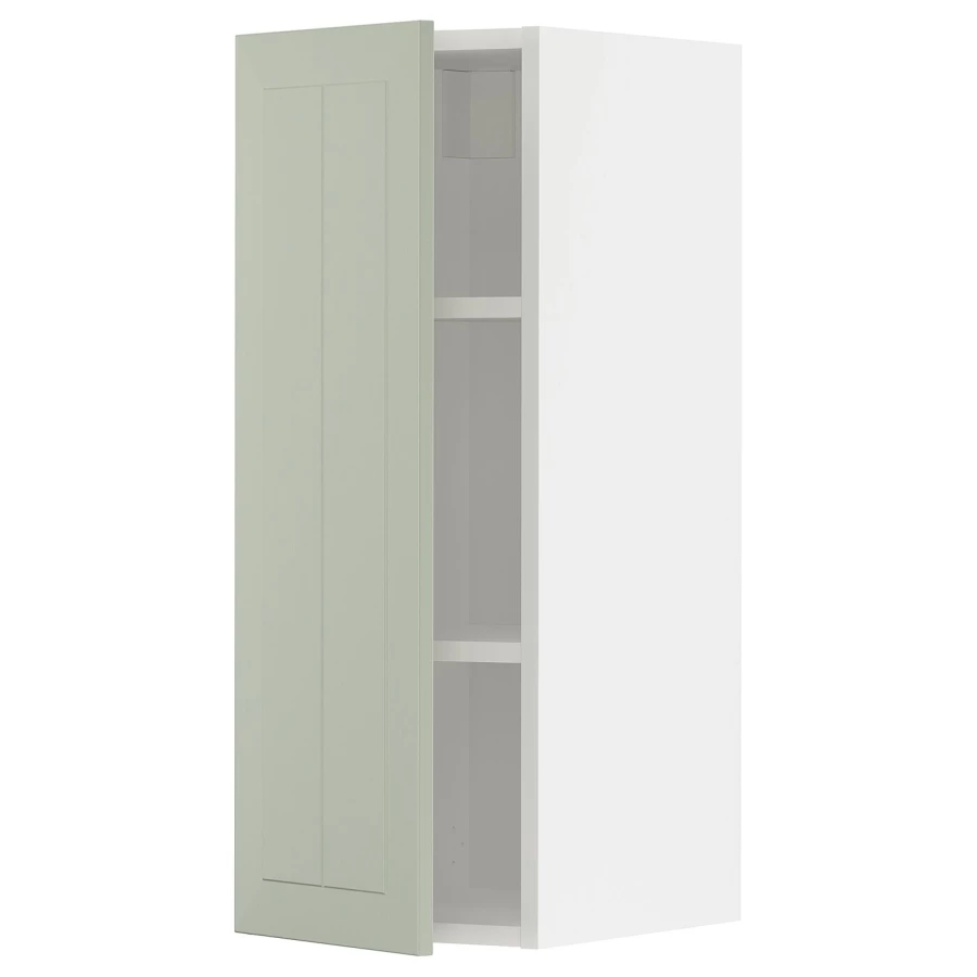 Навесной шкаф с полкой - METOD IKEA/ МЕТОД ИКЕА, 80х30 см, белый/зеленый (изображение №1)