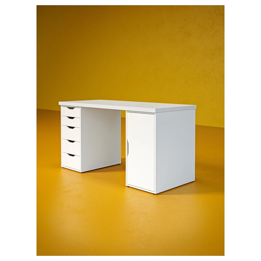 Письменный стол с ящиками - IKEA ALEX/АЛЕКС ИКЕА, 140x60 см, белый (изображение №5)