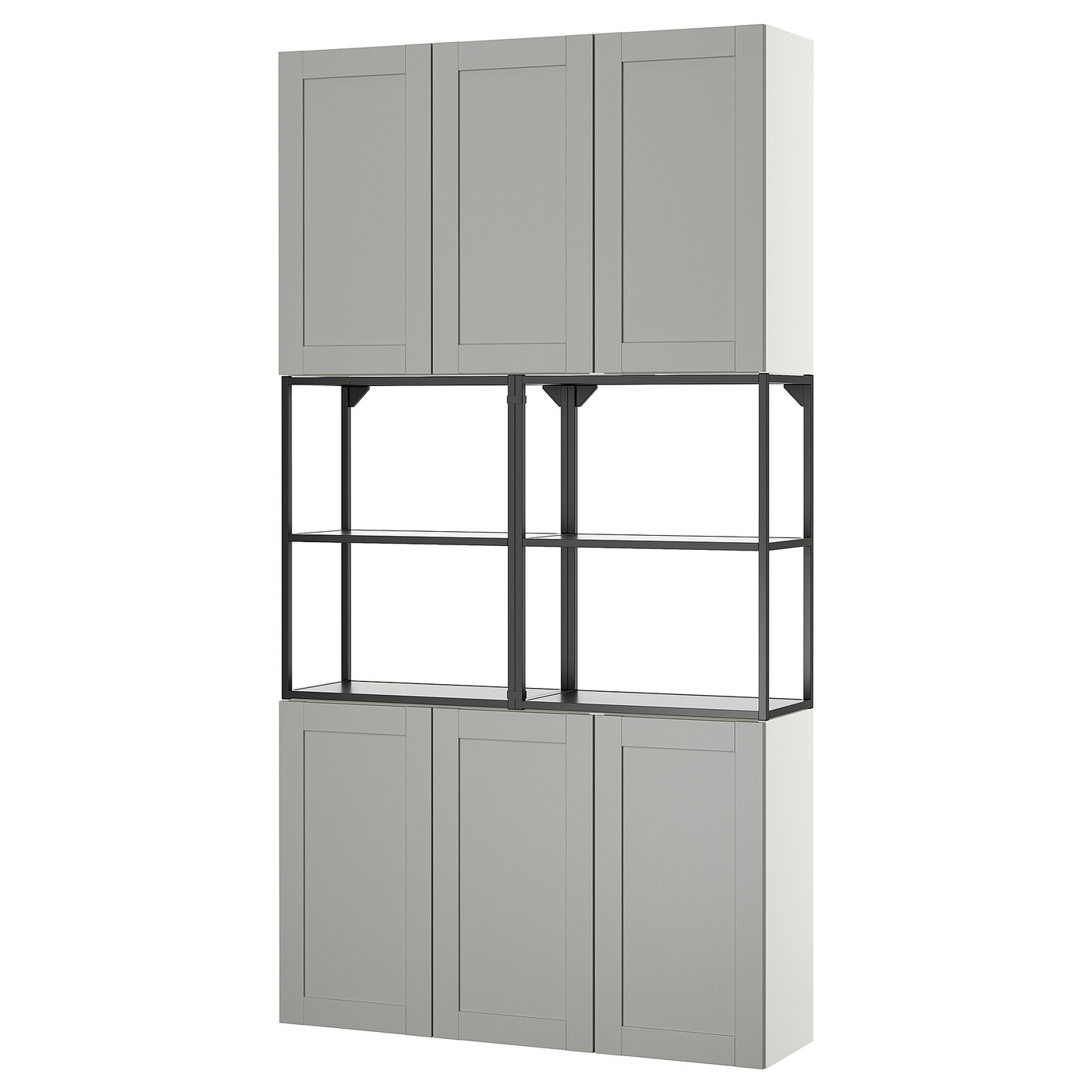 Книжный шкаф -  ENHET IKEA/ ЭНХЕТ ИКЕА, 225х120 см, белый/серый
