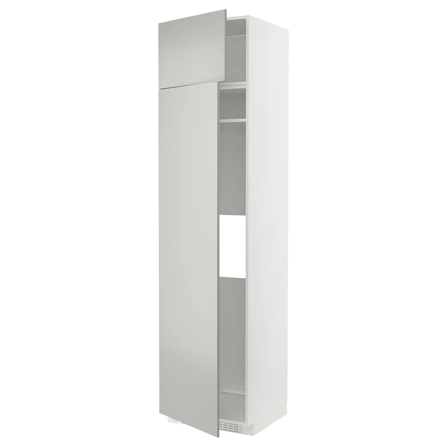Высокий кухонный шкаф - IKEA METOD/МЕТОД ИКЕА, 240х60х60 см, белый/серый (изображение №1)