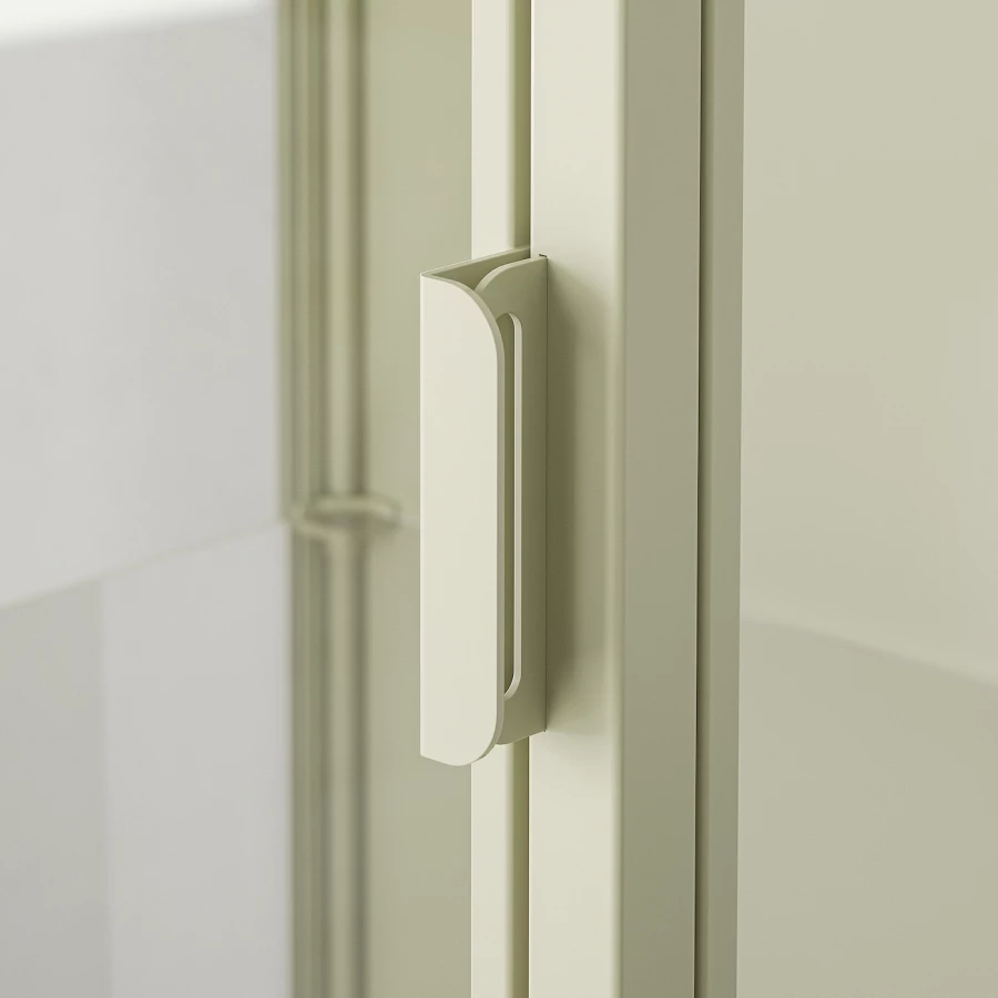 Шкаф со стеклянными дверцами  - RUDSTA IKEA/ РУДСТА ИКЕА, 42x37x155 см, светло-зелёный/прозрачный (изображение №4)