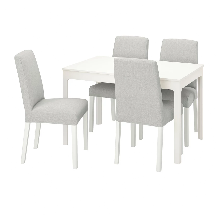 Стол и 4 стула - EKEDALEN / BERGMUND IKEA/ ЭКАДАЛЕН /БЕРГМУНД ИКЕА, 120/180 см, белый/серый (изображение №1)