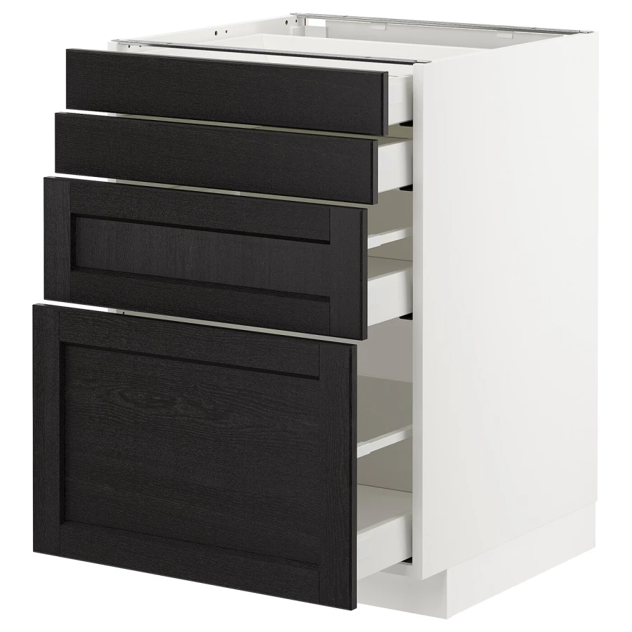 Напольный кухонный шкаф  - IKEA METOD MAXIMERA, 88x61,9x60см, белый/черный, МЕТОД МАКСИМЕРА ИКЕА (изображение №1)