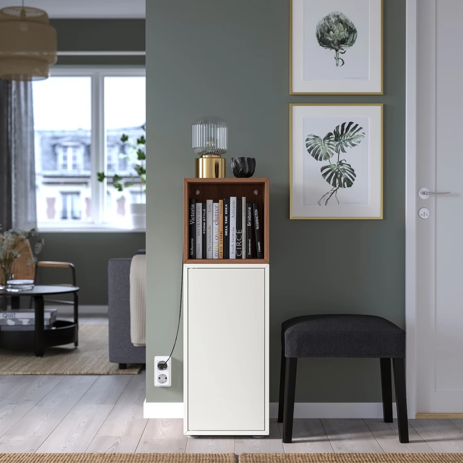 Комбинация для хранения - EKET IKEA/ЭКЕТ ИКЕА, 35x35x107 белый/коричневый (изображение №2)