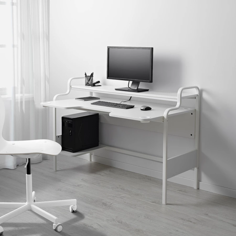 Письменный стол - IKEA FREDDE, 140х74 см, белый, ФРЕДДЕ ИКЕА (изображение №4)