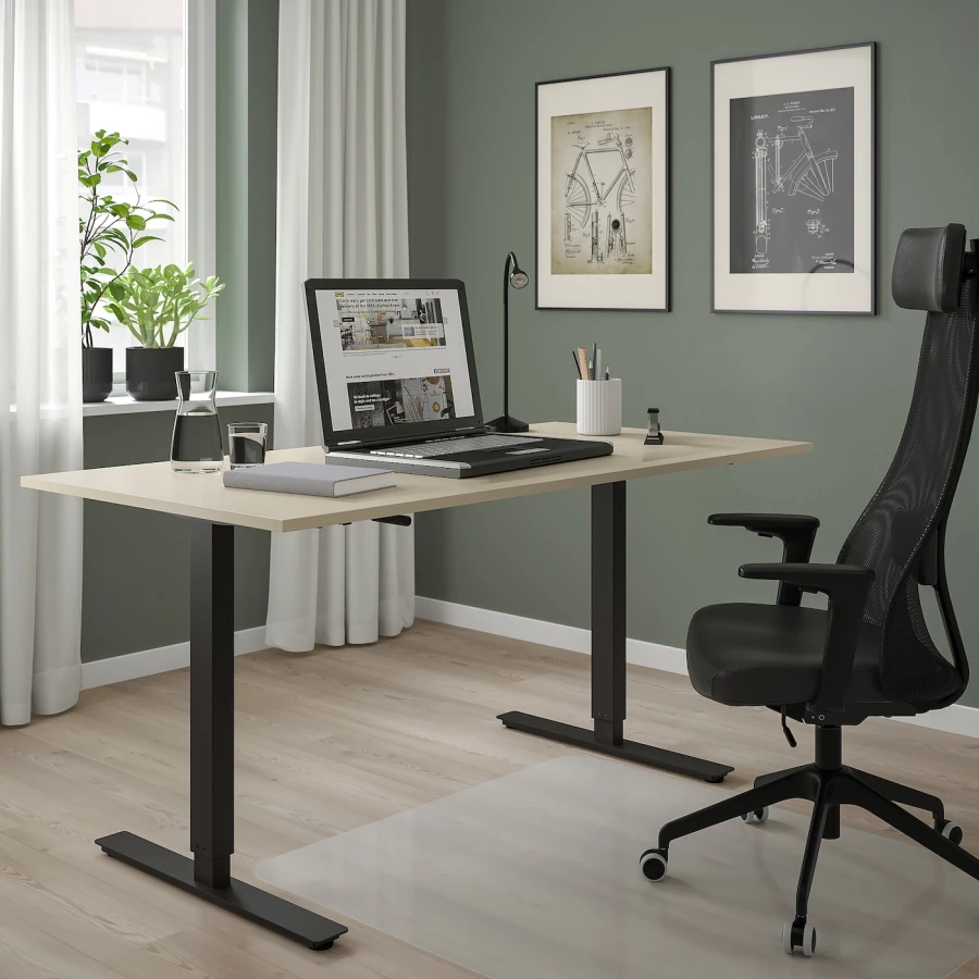 Письменный стол - IKEA TROTTEN, 160х80х72-122 см, бежевый/антрацит, ТРОТТЕН ИКЕА (изображение №6)