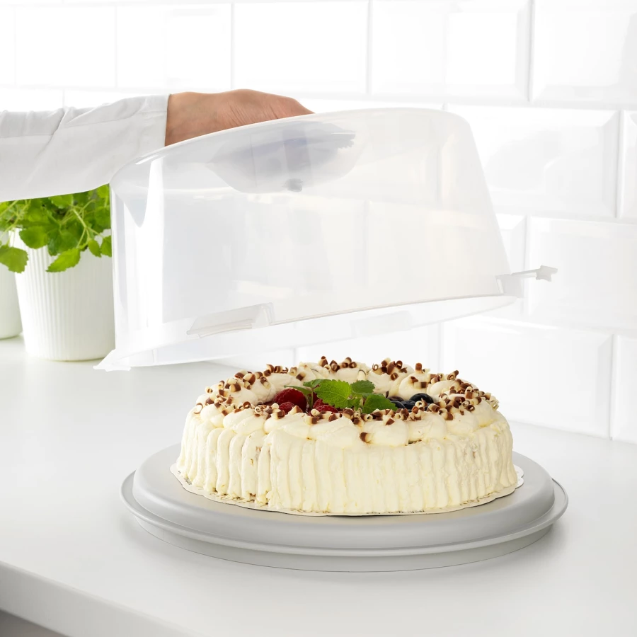 Контейнер для торта с крышкой - IKEA KRISPIG, 36х17 см, пластик, КРИСПИГ ИКЕА (изображение №2)