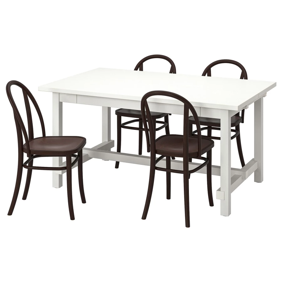 Стол и 4 стула - NORDVIKEN / SKOGSBO IKEA/ НОРДВИКЕН /СКОГСБО ИКЕА, 223х95х75 см, белый/коричневый (изображение №1)