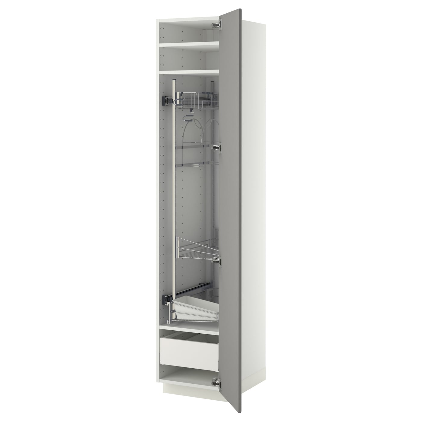 Высокий шкаф/бытовой - IKEA METOD/MAXIMERA/МЕТОД/МАКСИМЕРА ИКЕА, 200х60х40 см, белый/серый