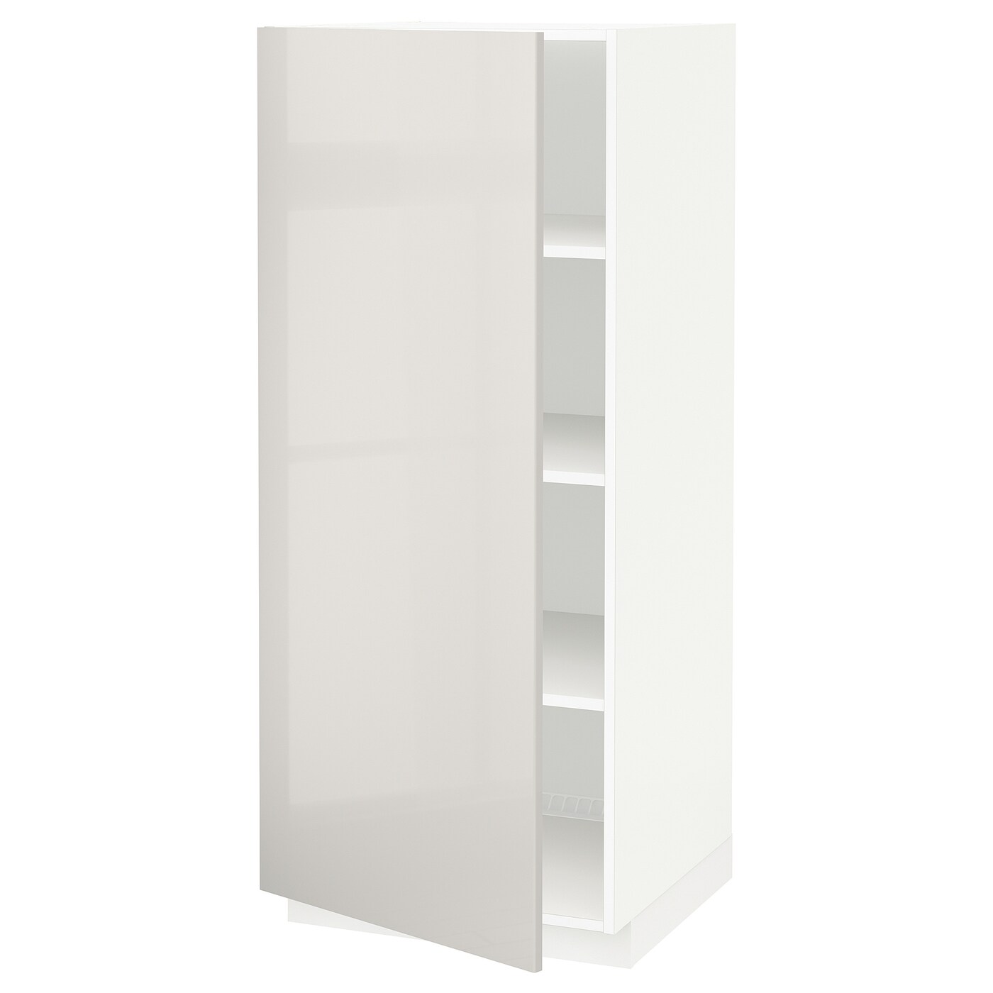 Напольный кухонный шкаф с полками - IKEA METOD/МЕТОД ИКЕА, 140х60х60 см, белый/светло-серый глянцевый