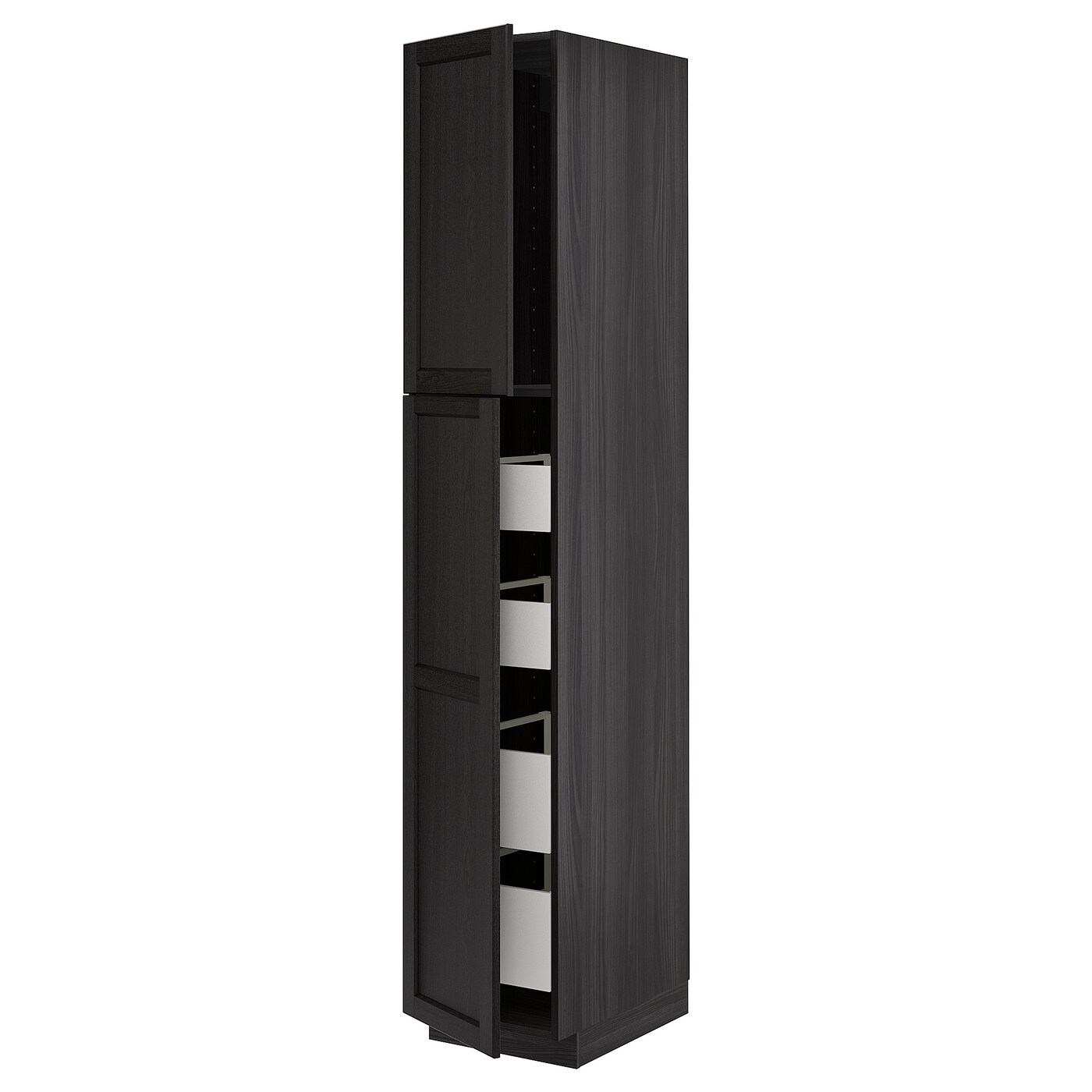 Высокий шкаф - IKEA METOD/MAXIMERA/МЕТОД/МАКСИМЕРА ИКЕА, 220х60х40 см, черный/белый