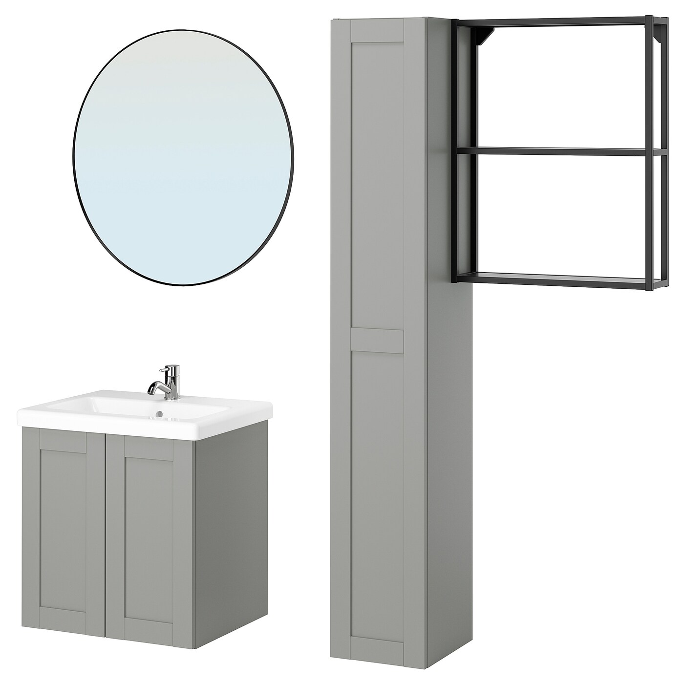 Комбинация для ванной - IKEA ENHET, 64х43х65 см, антрацит/серый, ЭНХЕТ ИКЕА