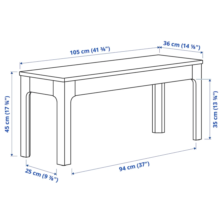 Стол и 2 скамейки - EKEDALEN / EKEDALEN IKEA/ ЭКЕДАЛЕН ИКЕА, 180/120 см, темно-коричневый/ светло-серый (изображение №10)